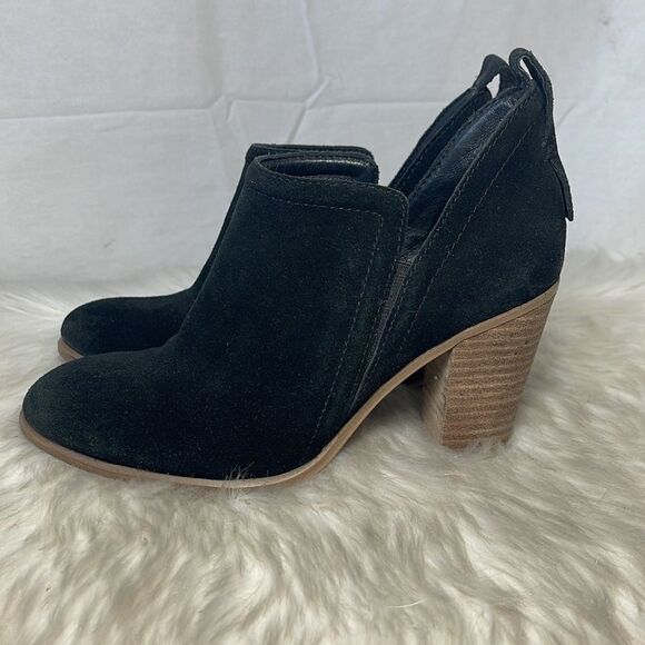 Vince Cameo Francia Black Suede Stacked Heel Booties Sz 6 - Picture 5 of 7